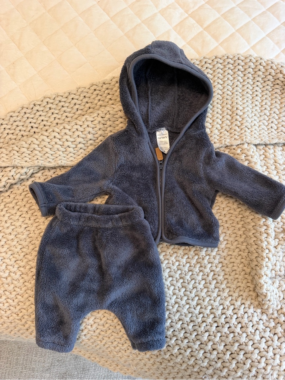 carter's Cozy Navy Hooded One-Piece Set for Newborn